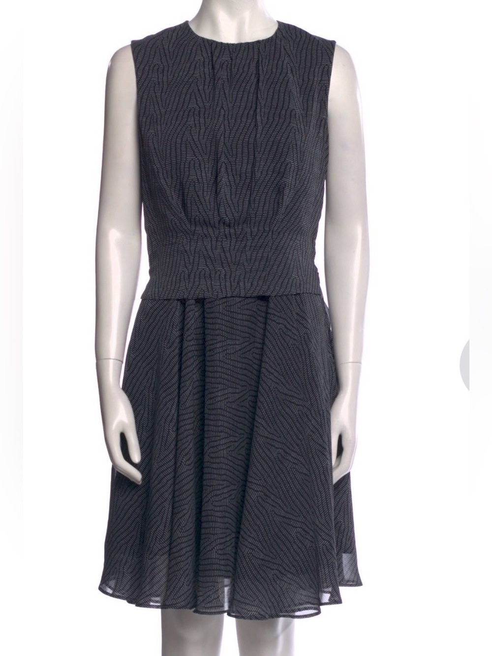 Derek Lam Black Textured Sleeveless Fit-and-Flare Midi Dress